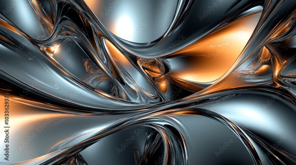 Abstract symmetrical shapes with reflective metallic surfaces, creating futuristic, high-tech visuals. Complex light reflections enhance the modern aesthetic Abstract symmetrical shapes with reflective metallic surfaces, creating futuristic, high-tech visuals. Complex light reflections enhance the modern aesthetic