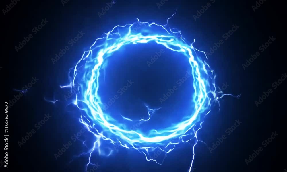 A blue circle with lightning bolts