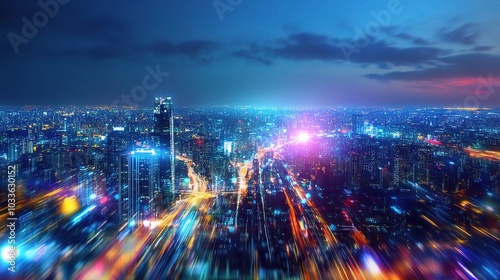 Wallpaper Mural Vibrant Cityscape at Night with Blurred Lights Torontodigital.ca