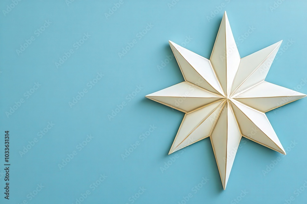 A beautifully crafted white star catches the eye against a smooth blue background, radiating holiday cheer and simplicity. Ideal for bringing festive spirit to any setting. A beautifully crafted white star catches the eye against a smooth blue background, radiating holiday cheer and simplicity. Ideal for bringing festive spirit to any setting.