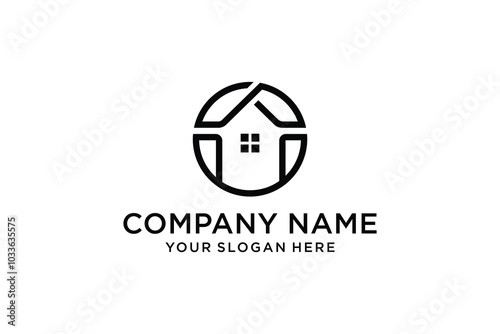 House Line Art Icon Logo Isolated on White Background. Vector Illustration.