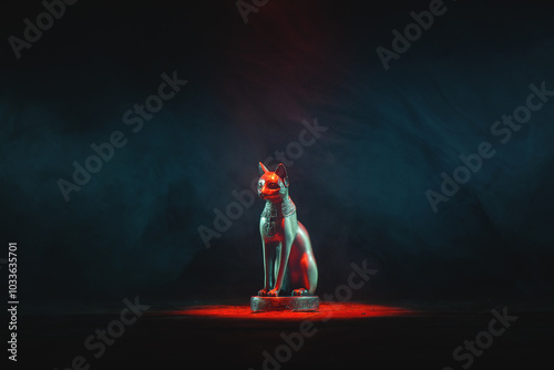 Goddest Bastet on the dark background. photo