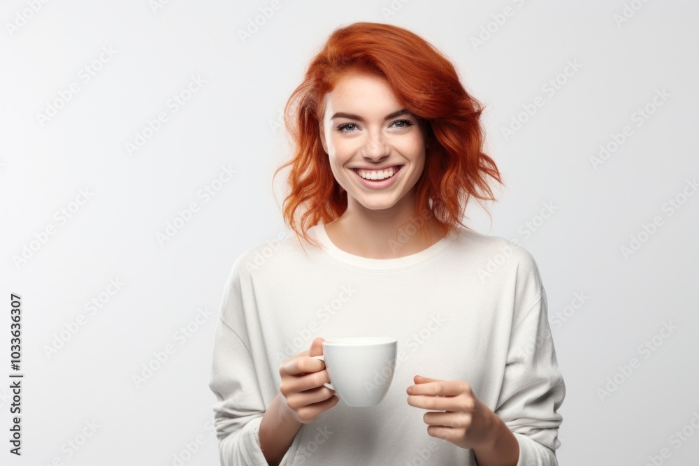 Coffee cup laughing portrait. Coffee cup laughing portrait.