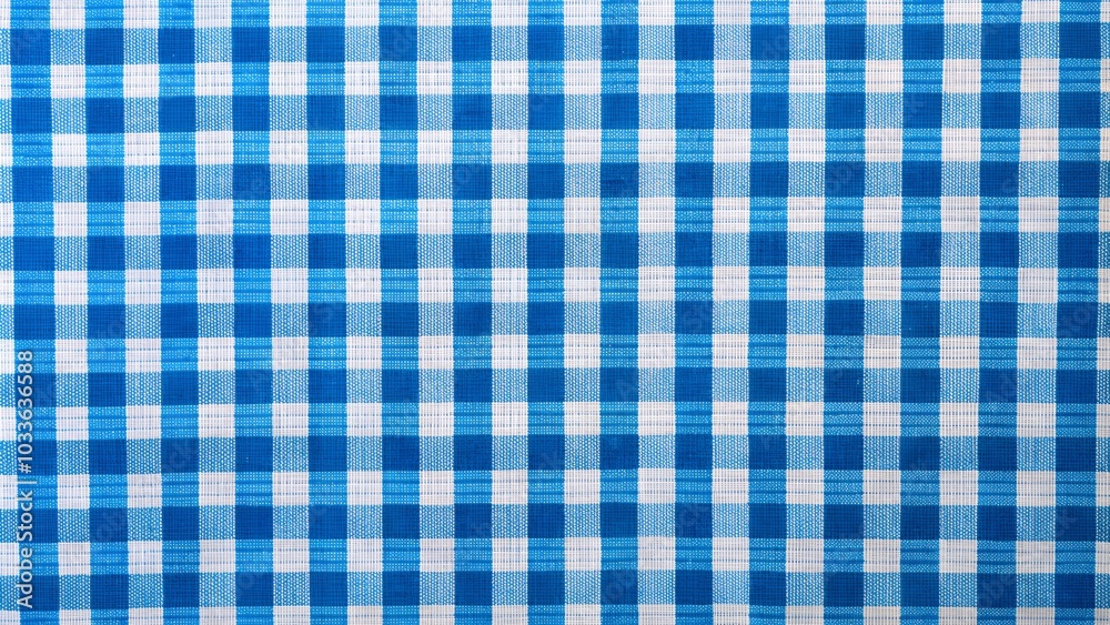 Blue gingham tablecloth background for home decor and dining design