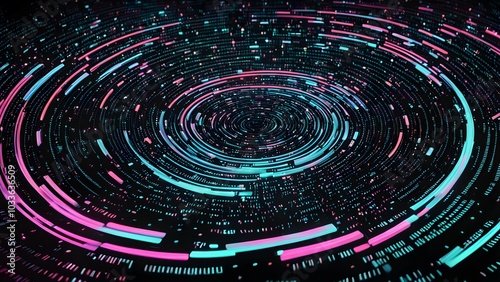 Abstract swirling patterns in vibrant colors representing data or digital concepts.