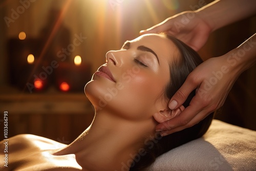 Woman receiving a head massage female adult woman.