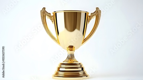 gold trophy cup on white. 