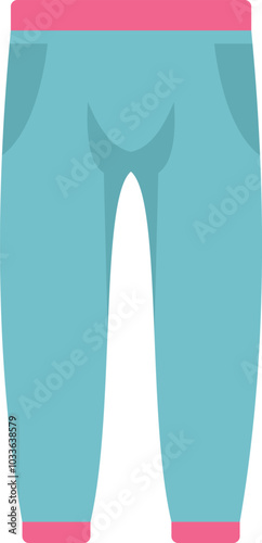 Blue sport pants with pink stripes, for fitness training or workout, isolated on white background