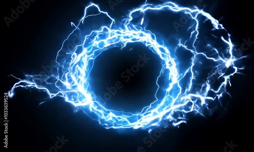 A blue circle with lightning bolts
