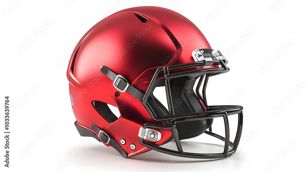 Fototapeta premium red american football helmets isolated on white background.