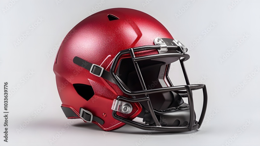 Fototapeta premium red american football helmets isolated on white background.