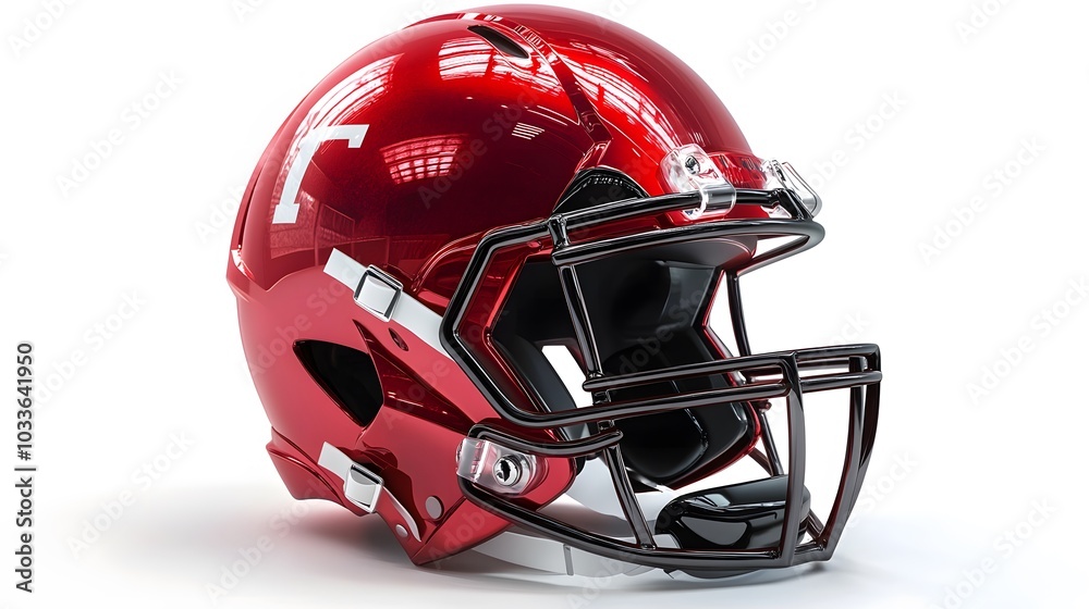 Naklejka premium red american football helmets isolated on white background.