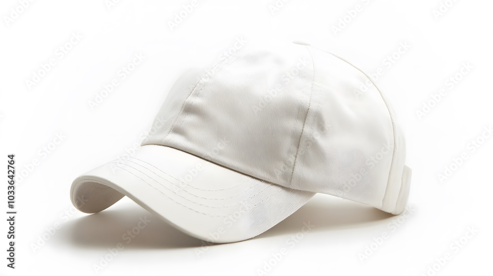 white canvas fabric cap isolated on white background. 