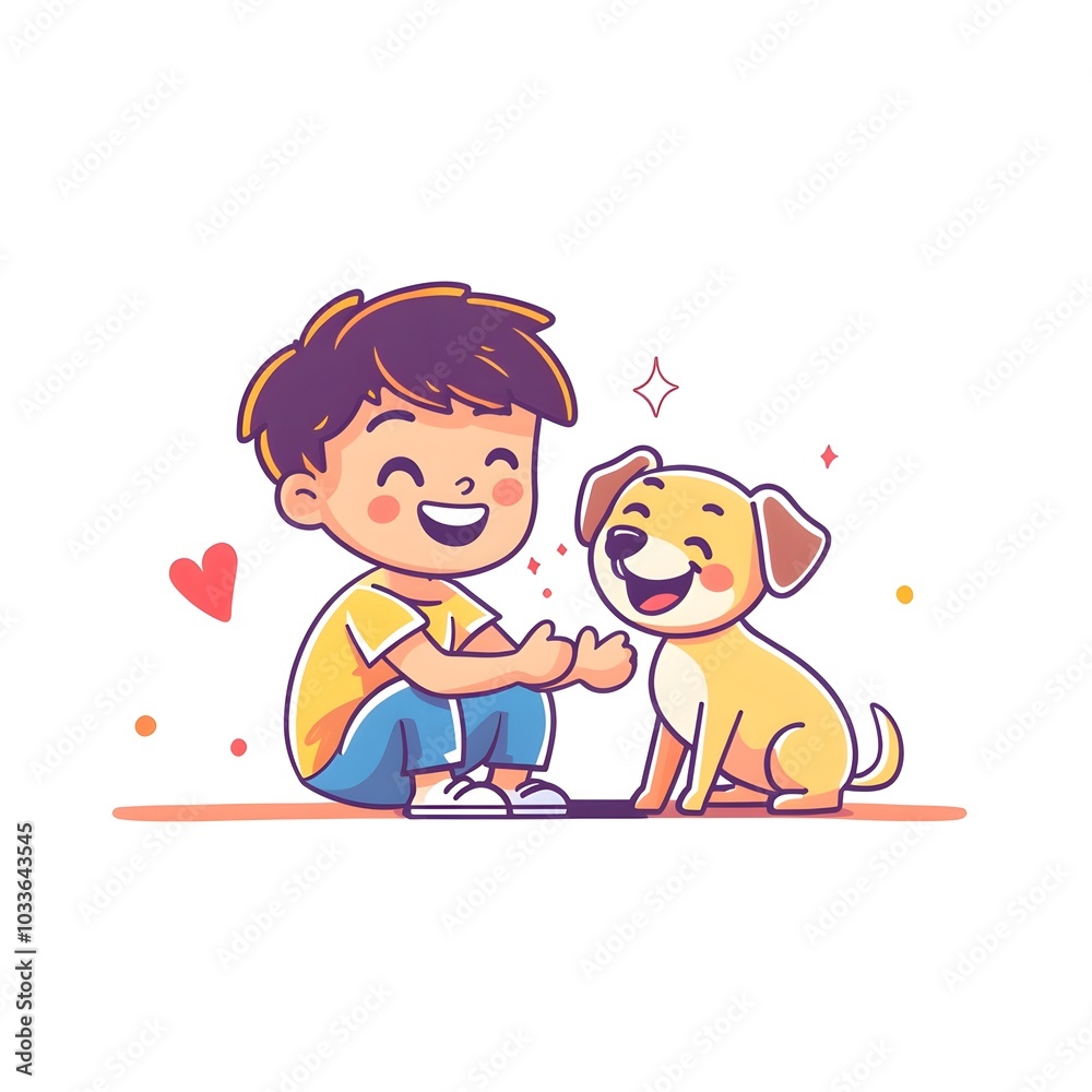 Happy Boy Playing with Dog Best Friends Friendship Joy Pet Love Happy Boy Playing with Dog Best Friends Friendship Joy Pet Love