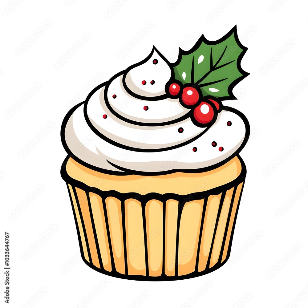 Christmas Cupcake Illustration Festive Dessert Holiday Sweet Treat Christmas Cupcake Illustration Festive Dessert Holiday Sweet Treat