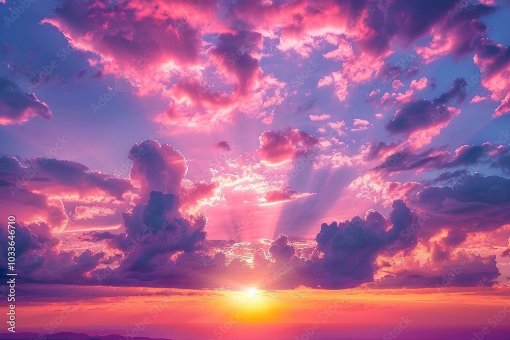Fototapeta premium The sun is shining brightly through the clouds