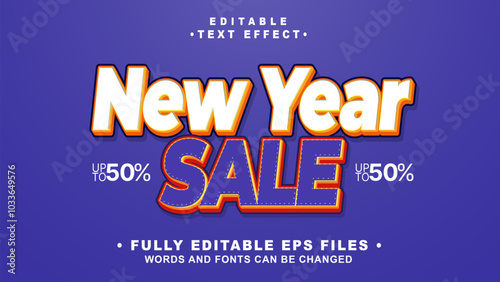 editable itallic new year sale text effect.typhography logo