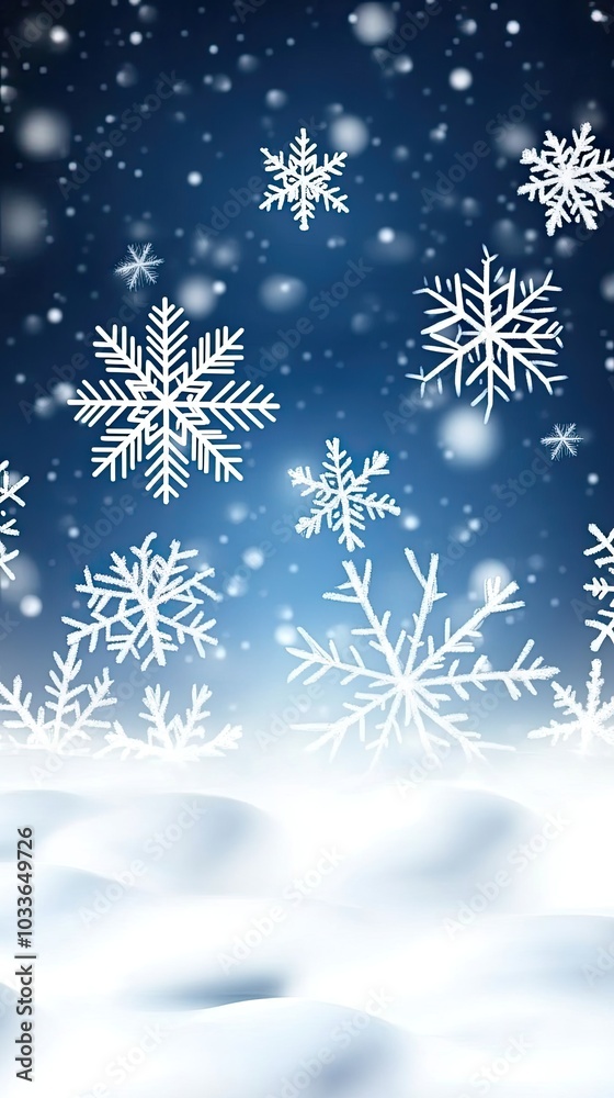 White snowflakes on a plain white or blue background, highlighting their unique symmetrical patterns. White snowflakes on a plain white or blue background, highlighting their unique symmetrical patterns.