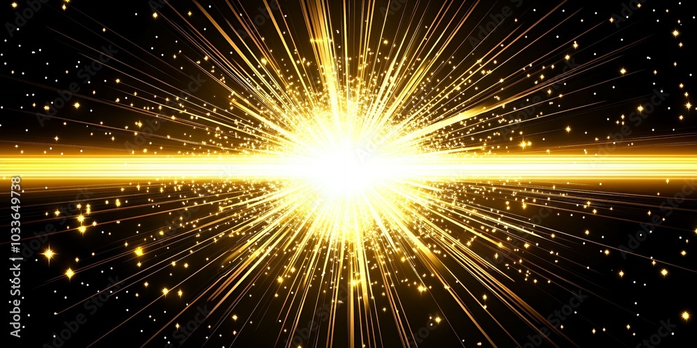Abstract golden light burst on black background Abstract golden light burst on black background