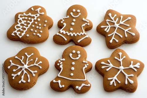 A collection of gingerbread cookies, featuring gingerbread men and snowflakes, ready for the holiday season.