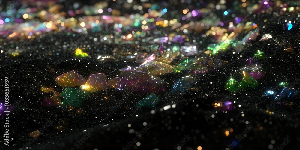 A field of sparkling gems on a dark background. A field of sparkling gems on a dark background.