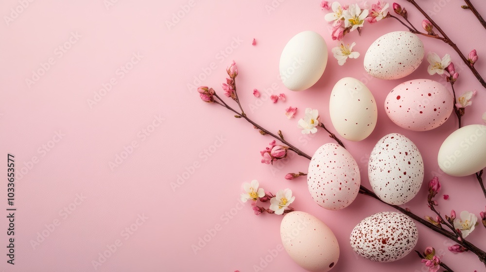 Easter Egg Collection: Finely Decorated Eggs in Floral Design Background Easter Egg Collection: Finely Decorated Eggs in Floral Design Background
