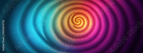 Abstract colorful spiral background with blue, yellow, and pink hues.