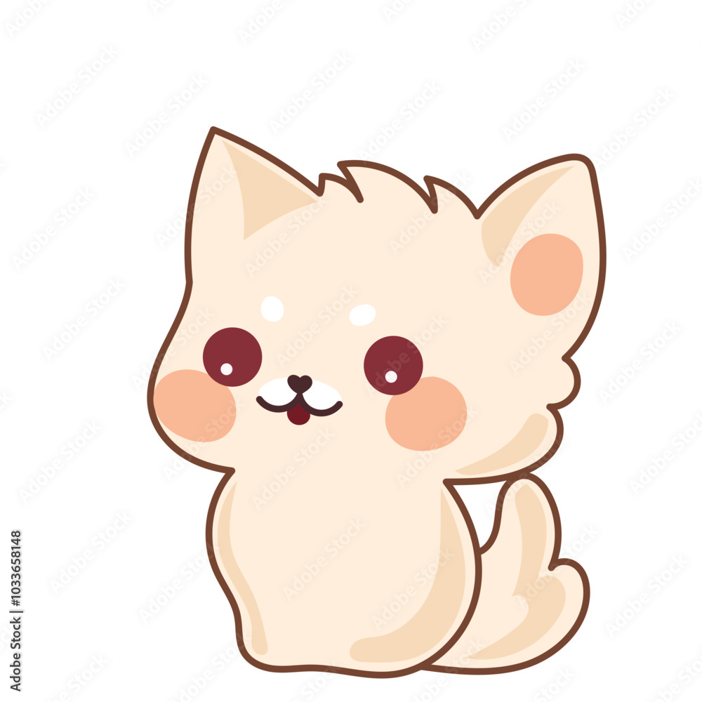 Beige Kawaii Cat Character Icon. Funny Cute Domestic Kitty Cartoon Doodle Element. Small Fluffy Home Mascot. Positive Childish Decoration Symbol. Beige Kawaii Cat Character Icon. Funny Cute Domestic Kitty Cartoon Doodle Element. Small Fluffy Home Mascot. Positive Childish Decoration Symbol.