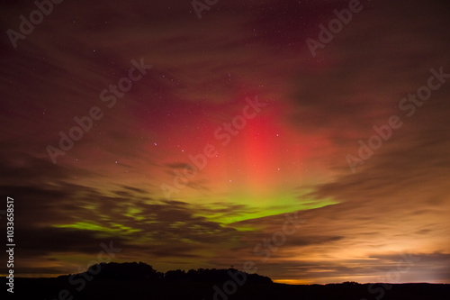 Obraz na płótnie Aurora borealis - Northern lights (10.10.2024) View from Lower Silesia, Poland w salonie