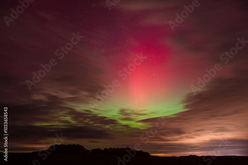 Obraz na płótnie Aurora borealis - Northern lights (10.10.2024) View from Lower Silesia, Poland w salonie