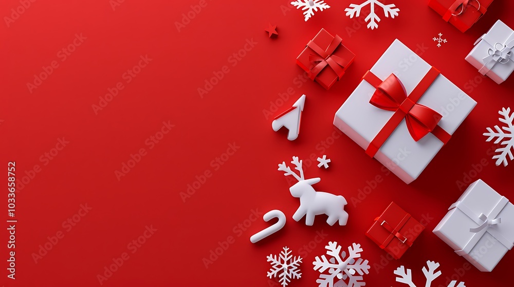 3D Christmas Gift Box and Snowflake Decoration 3D Christmas Gift Box and Snowflake Decoration