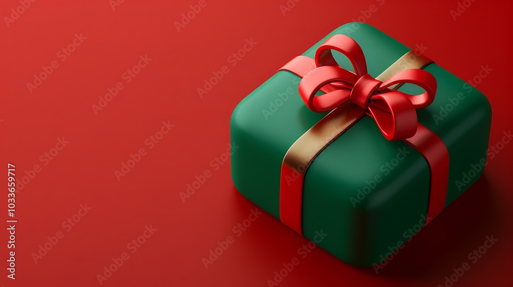 3D Christmas Gift Box Icon with Red Bow 3D Christmas Gift Box Icon with Red Bow