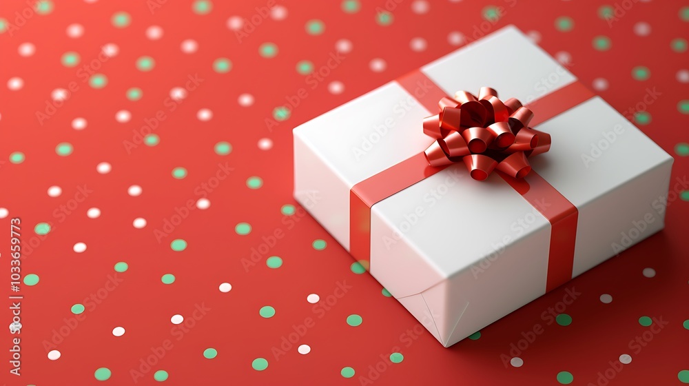 3D Christmas Gift Box Icon with Red Ribbon 3D Christmas Gift Box Icon with Red Ribbon