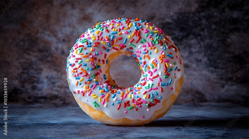 Colorful Donut Delight with Glossy Icing and Sprinkles for Sweet Tooth Satisfaction Colorful Donut Delight with Glossy Icing and Sprinkles for Sweet Tooth Satisfaction