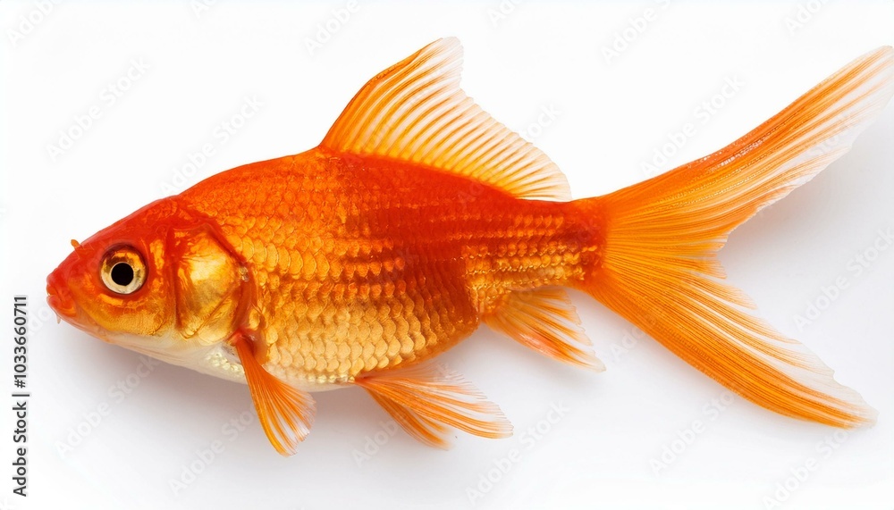 Goldfish on White top view