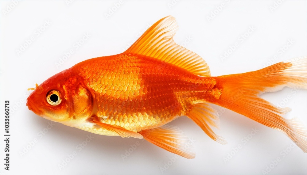 Goldfish on White top view Goldfish on White top view