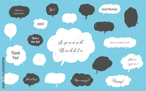 A set of speech bubbles handwritten with a felt-tip pen	