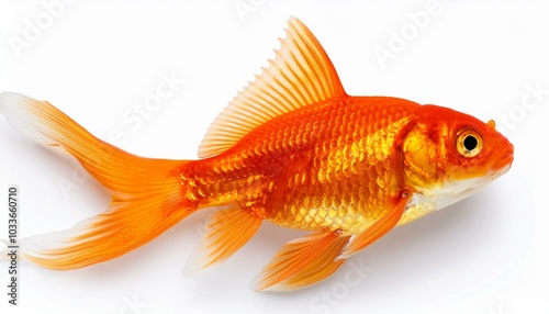 Goldfish on White top view