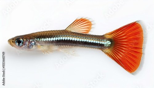 Guppy Fish on White top view 