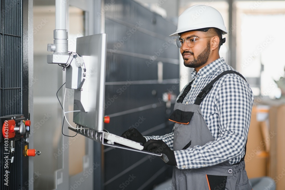 PVC industry worker or operator making frames for windows and doors
