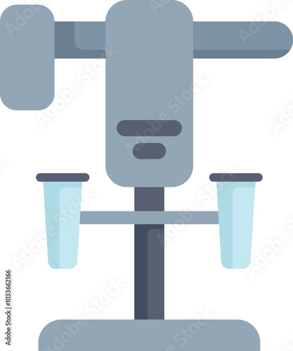 Vortex mixer machine standing on laboratory table with test tubes filled with blue liquid inside