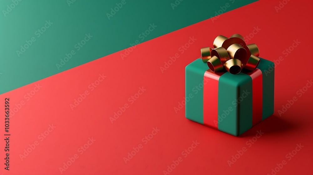 3D Christmas Gift Box with Ribbon and Bow 3D Christmas Gift Box with Ribbon and Bow