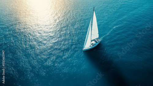 single sailboat in sea