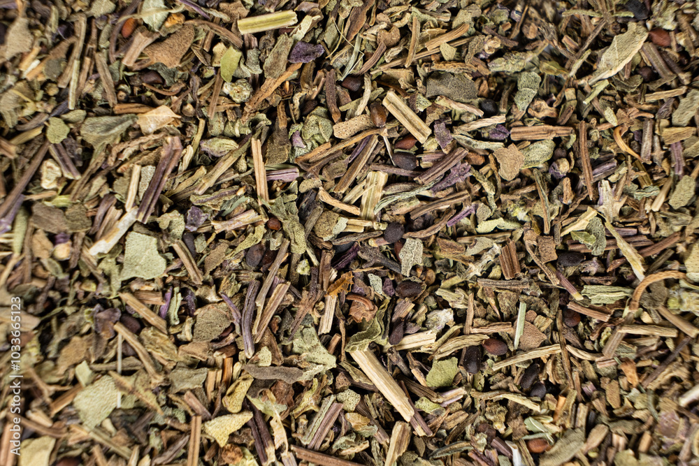 Dry basil spice seasoning macro texture top view Dry basil spice seasoning macro texture top view