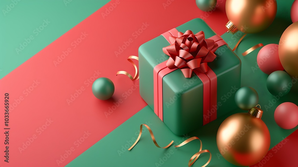 3D Render of a Christmas Gift Box on Colorful Background 3D Render of a Christmas Gift Box on Colorful Background