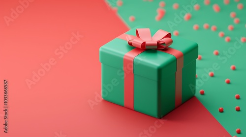 3D Rendered Christmas Gift Box on Colorful Background