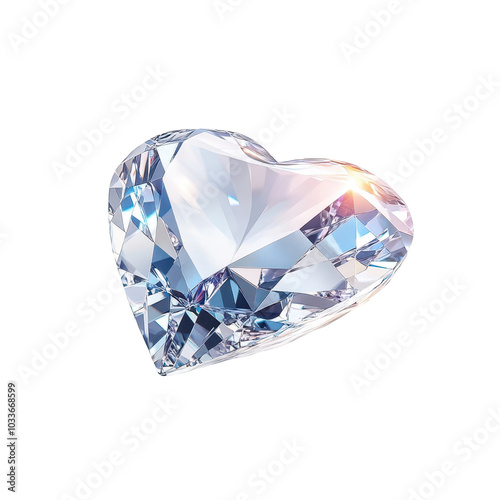 Crystal heart-shaped diamond, symbolizing love, luxury, and elegance. 