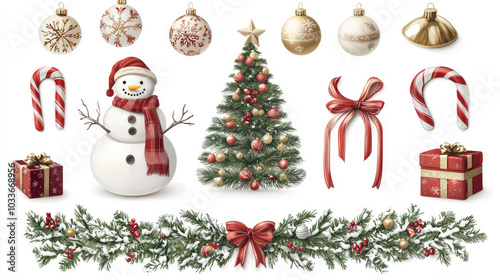 set of christmas elements