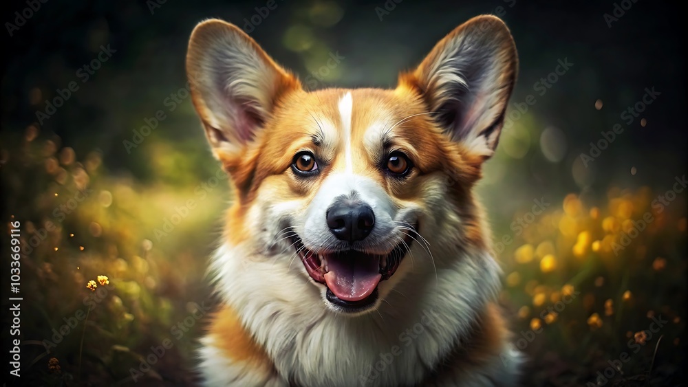 Portrait of a Smiling Dog Welsh Corgi Pembroke Portrait of a Smiling Dog Welsh Corgi Pembroke