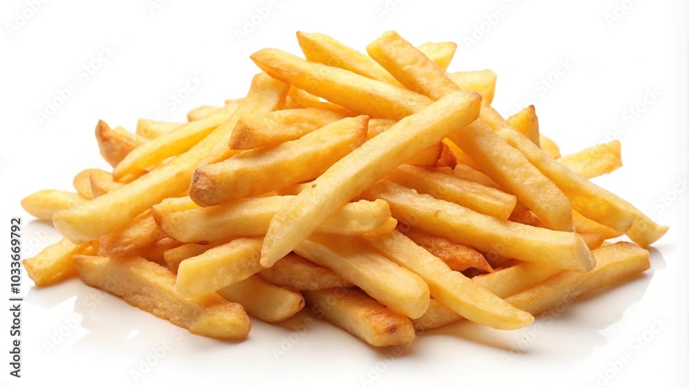 Crispy potato fries on white background Crispy potato fries on white background